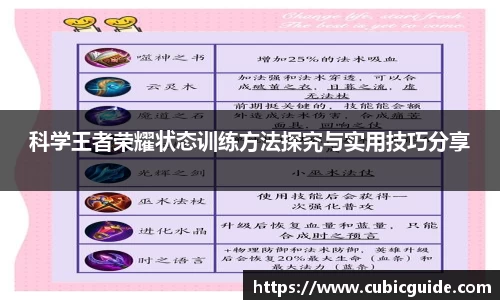 科学王者荣耀状态训练方法探究与实用技巧分享