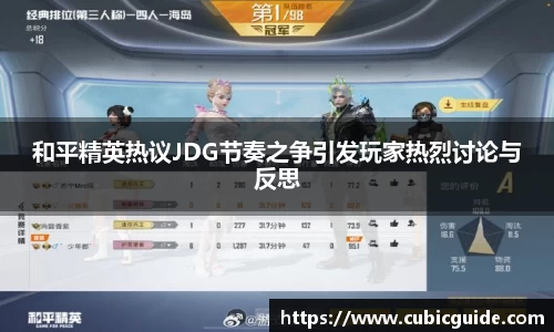和平精英热议JDG节奏之争引发玩家热烈讨论与反思